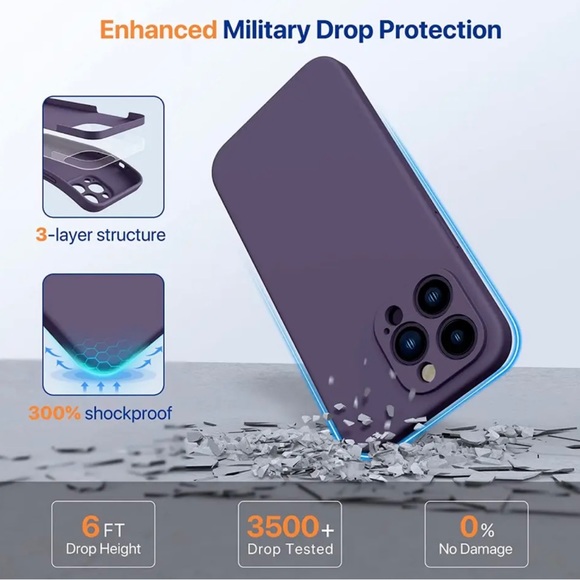 Miracase for iPhone 14 Pro Max Case with 2 Pack Screen Protectors PURPLE NIB - Picture 4 of 7